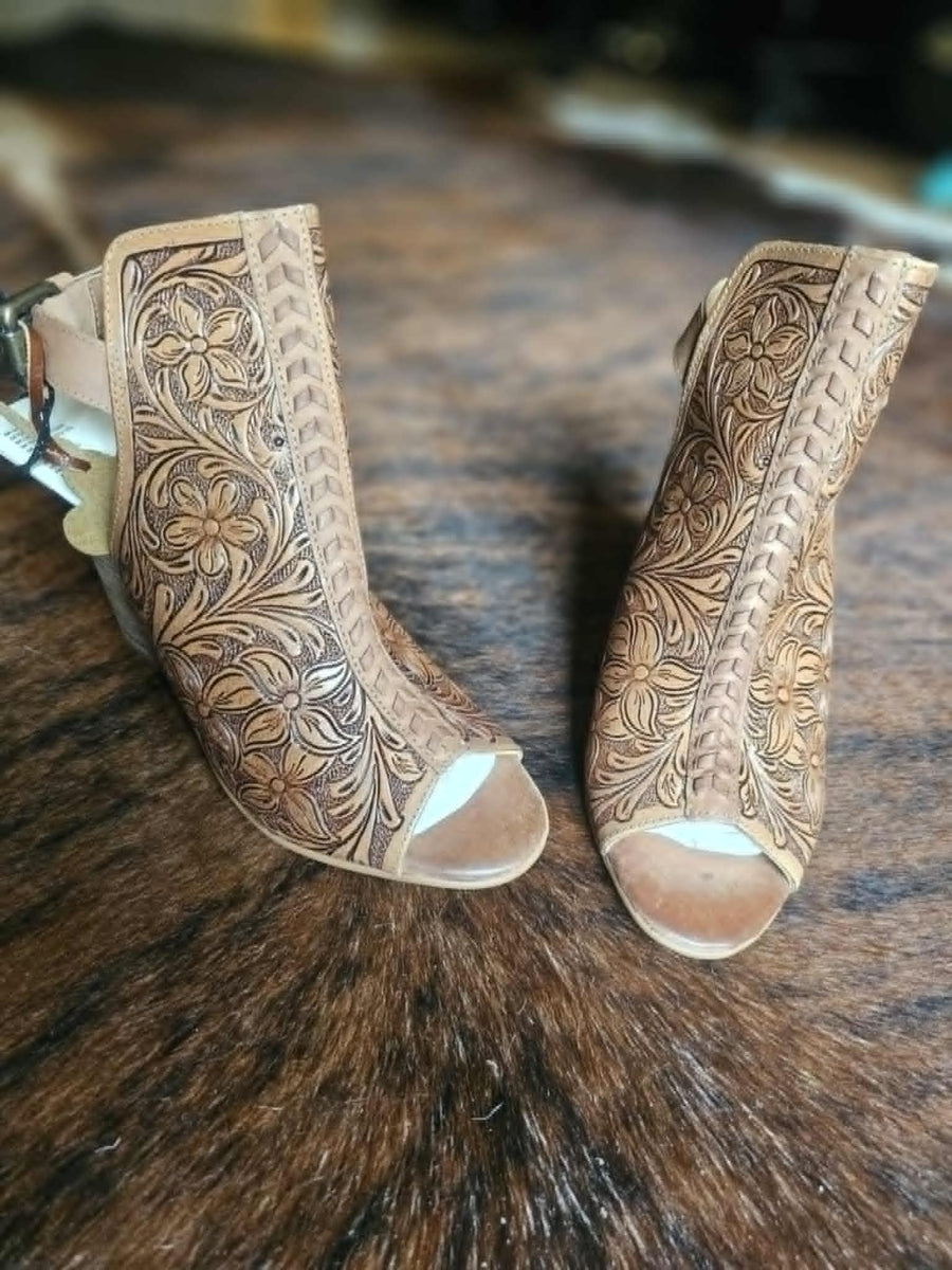 Leather Tooled Booties â Wildcard Western Boutique