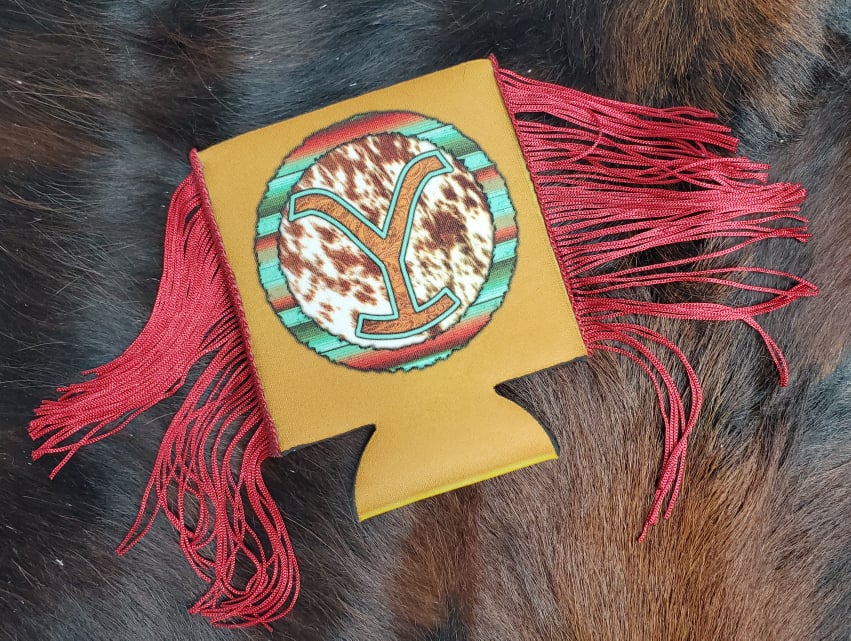 Yellowstone Koozie Red Fringe Wildcard Western Boutique