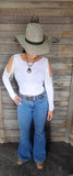 Rhinestone Sleeve Bodysuit- White