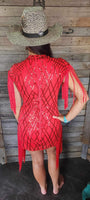 Red Fringe and Sequin Dress