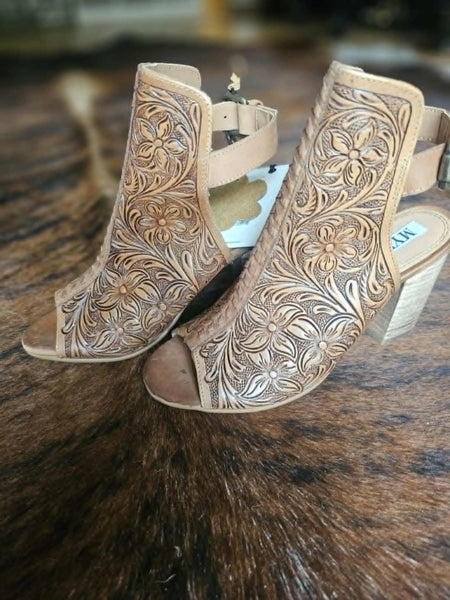 Leather Tooled Booties