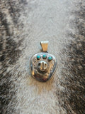 Navajo Kingman Turquoise Sterling Silver Cowboy Hat Pendant