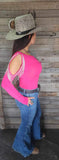 Rhinestone Sleeve Bodysuit- Pink