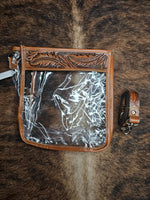 Clear Bag with Tooled Leather