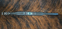 Tooled Leather Dog Collar With Beads