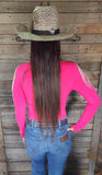 Rhinestone Sleeve Bodysuit- Pink