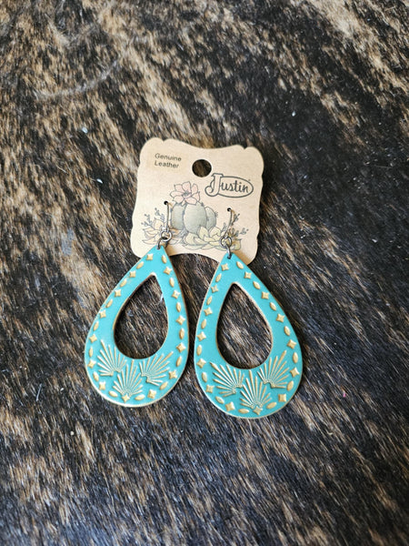 Teal Leather Earrings