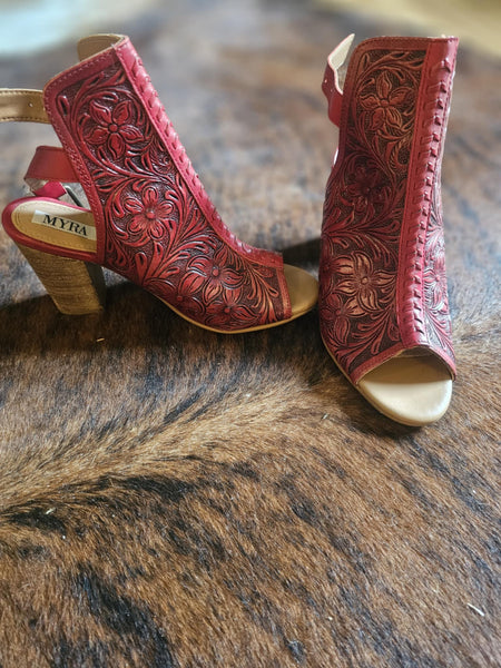 Red Tooled Booties