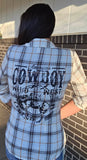 Wild West "American Cowboy" Graphic Plaid Flannel