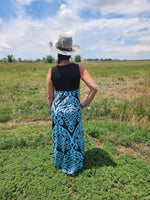 Teal and Black Sundress