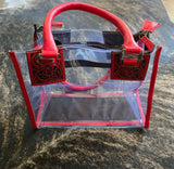 Western Red Tooled Leather Clear Stadium Bag - Crossbody & Handbag
