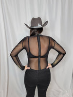Black Rhinestone Bodysuit