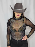 Black Rhinestone Bodysuit