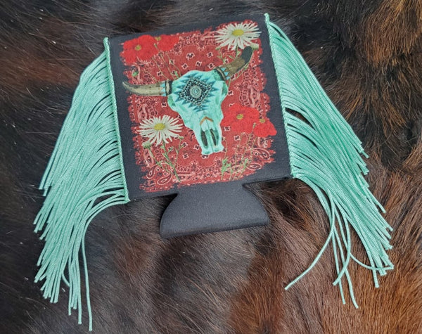 Turquoise Skull Koozie