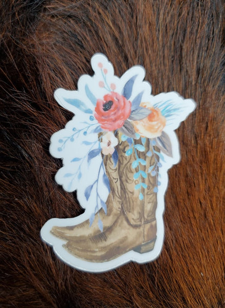 Cowboy Boots Floral Sticker