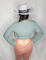 Olive Long Sleeve Crop Top