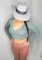 Olive Long Sleeve Crop Top