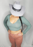 Olive Long Sleeve Crop Top