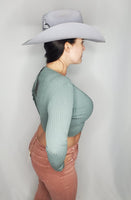 Olive Long Sleeve Crop Top