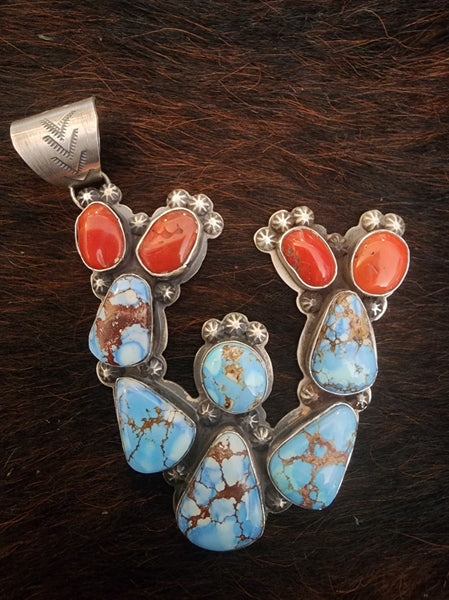 Cactus Pendant Golden Hill and Coral