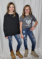 Girls Distressed Leopard Boyfriend Jeans