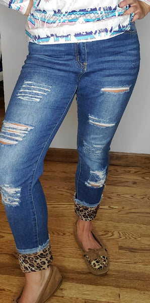 Leopard Patch Skinny Jeans
