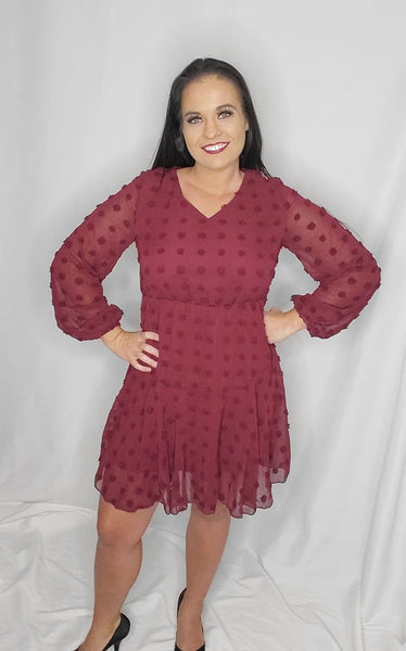 Wine Pom Dress