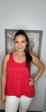 Red Sleeveless Relaxed Fit Tank