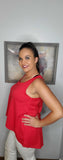 Red Sleeveless Relaxed Fit Tank