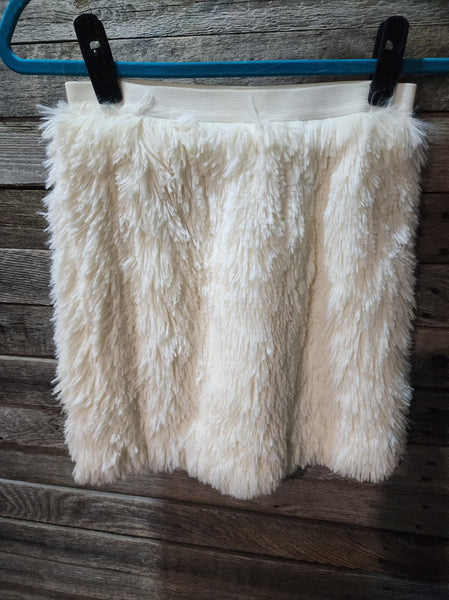 White Faux Fur Skirt